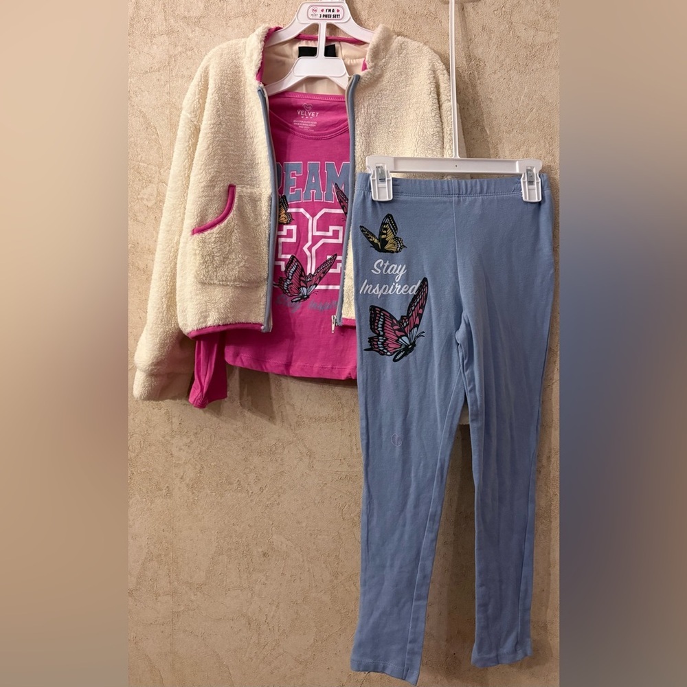 💕Pink Velvet Girls 3 Piece Set